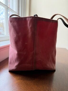 Bookhou Waxed Canvas Tote Bag Leather Handle Handmade Project Bag Minimalist